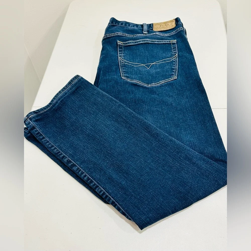 Polo‎ Ralph Lauren Hampton Relaxed Straight Jeans Mens 42x36 Blue dark wash
